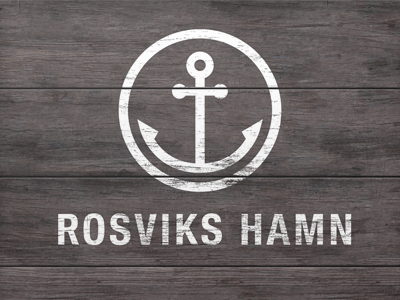 Rosviks Hamn anchor branding logo windswept wood worn