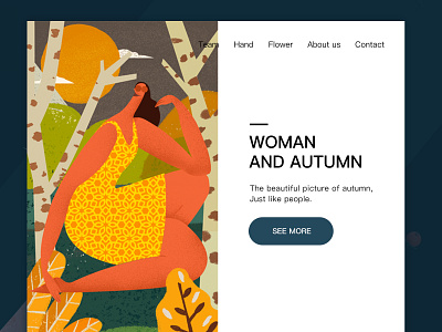 Woman and autumn ui 插图 设计