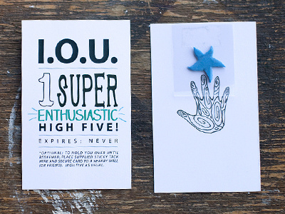 Highfive card graphic design hand drawn printed typography