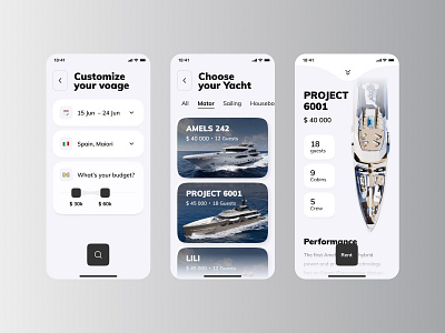 Booking Yacht booking booking car booking plane booking yacht mobile app uidesign uxdesign yacht