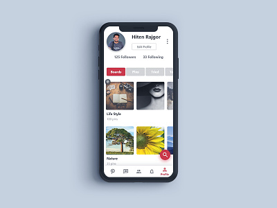 User Profile - Pinterest - #dailyui - 006 app app design daily daily 100 daily challange dailyui pinterest redesign user profile