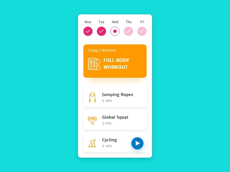 Workout of the day - #dailyui - 062 workout of the day materialdesign workout app ux app design app vector graphic design graphics daily ui illustration daily challange dailyui ui uiux design mumbai india