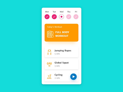 Workout of the day - #dailyui - 062 app app design daily challange daily ui dailyui design graphic design graphics illustration india materialdesign mumbai ui uiux ux vector workout app workout of the day