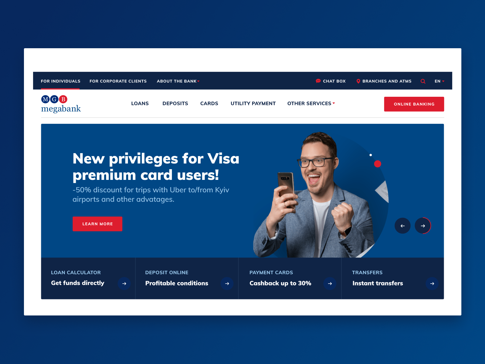 Corporate site redesign of the big Ukrainian bank — Megabank by Yuliia ...