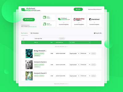MySchool Publisher project editor green interface school ui ux webapp webdesign
