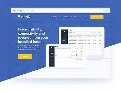 Entytle Insyghts - Home page blue site ui ux web website yellow