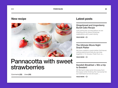 Food blog design concept article blog design food site ui ux web webdesign