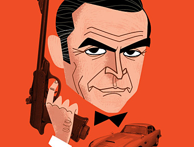 007 007 007 movie actor adobe creative cloud adobe illustrator caricature cartoon cult diego riselli fanart james bond midcenturymodern movie portrait retro sean connery spymovie vector wacom cintiq