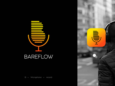 BAREFLOW Logo Design 2020 branding icon app icon design logo microphone music record