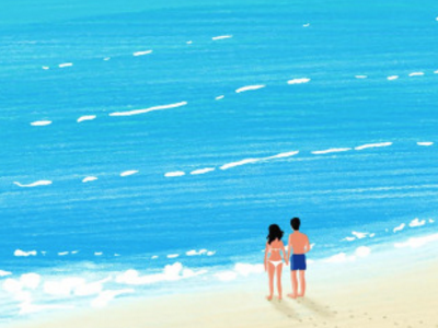 A universe of atoms art beach bikini design drawing honeymoon illustration perfect day