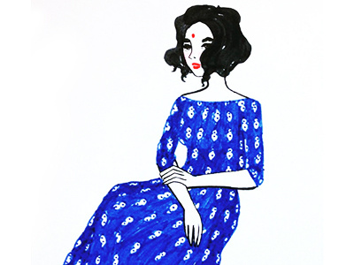 Indigo art drawing fashion illustration woman