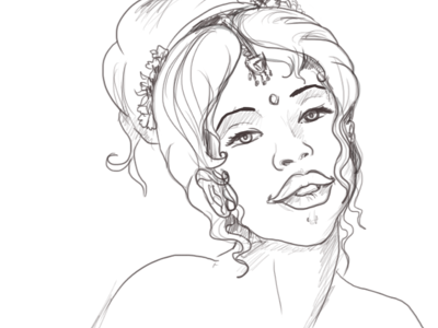 Indian pinup WIP illustration pinup