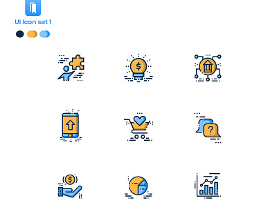 UI Iconography-With filled outline and glyphs icons