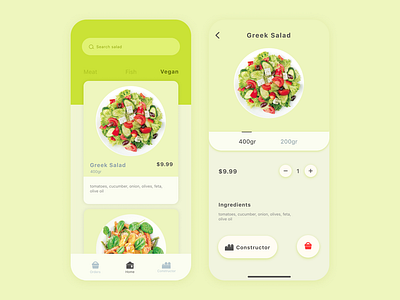 Salad app colors mobile salad ui uiux ux