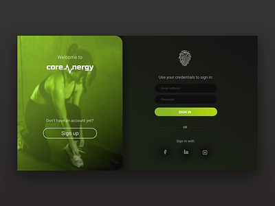 Corenergy - Web Sign in dailyui 001 fitness app website design
