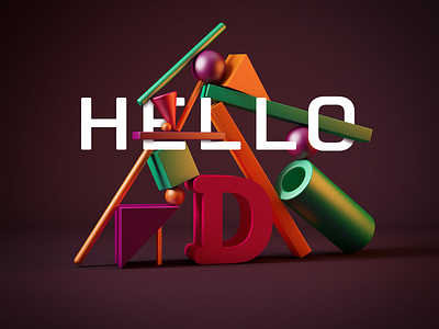 Hello Dribbble 3d cinema4d dribbble first hello invites maria mukha pavel7 shot