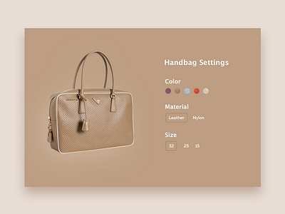 DailyUI (7 Day) Handbag Settings