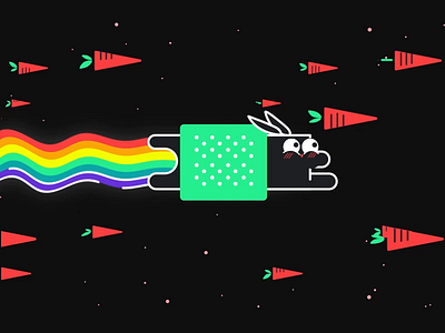 Rainbow Bunny animation character motion motiondesignschool rabbit rainbow shape space