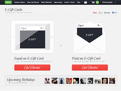 Gifting Landing Page citymob design ecard ecommerce egift envelope gifting ipad shop ux website