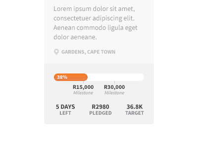 Project Tile african bar crowd crowdfunding funding list milestones orange sans serif source sans pro texture thundafund tile ui website