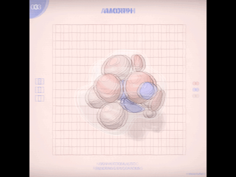 AMORPH 03 // non-photorealistic rendering exploration 3d after effects animated gif cinema 4d design gif. glitch hypnotic loop motion design motion graphics
