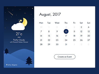 Calendar/Weather desktop app app calendar design desktop ui ux weather web