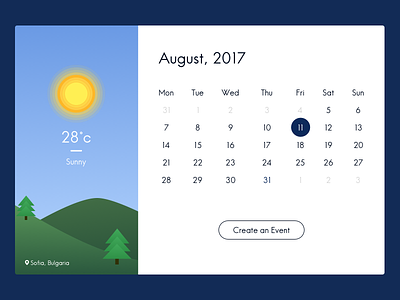 Calendar/Weather desktop app - part 2 app calendar design desktop ui ux weather web