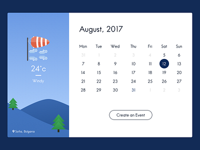 Calendar/Weather desktop app - part 3 app calendar design desktop ui ux weather web