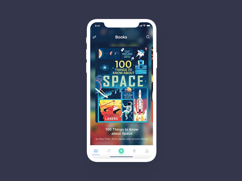 Bookstore animation animation book bookstore cards children ios iphonex space transitions