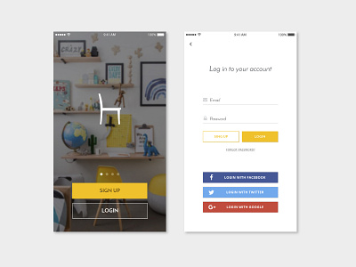 Interior Design APP - Login Concept app design icon ui