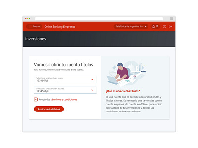 Enterprise Online Banking - Investment account opening design ui web website