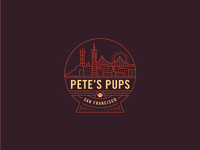 Pete's Pups SF badge branding design illustration vector
