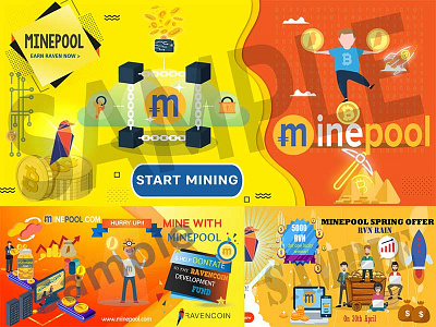Minepool- Cryptocurrency & Blockchain Portal Branding banner banner design banner graphics blockchain banner cryptocurrency offers minepool promotional banner