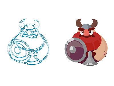 Slide Fight Viking art character game illustration process ui viking