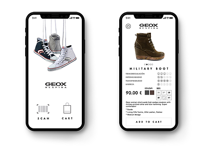 Geox App e-commerce fashion geox interaction iphone iphonex minimal mobile ui ux visual