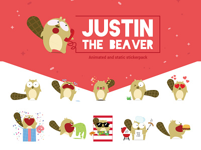 Justin the beaver Sticker pack character design funny illustration illustrator kawaii kids line pack sticker stickers visual