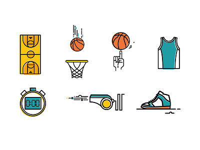 Icon Set for Basketball app basket basketball cloud direction free icon icons kit nba pack pictograph set