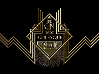 Gin House Burlesque 1920s branding burlesque deco design gold