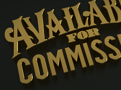 Available For Comission 3d c4d design gold hand drawn lettering text type typography