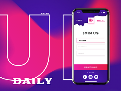 Daily UI Challenge 001 - Sign Up Page 001 app daily ui debut first shot free throw gradient mobile purple sign up ui ux