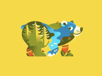 Shapes of Nature 1 of 4 bear bear illustration enviromental illustration nature nature illustration vector art