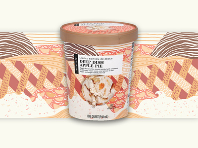 Publix Apple Pie Ice cream label apple pie deep dish apple pie ice cream illustration label design packaging pattern design