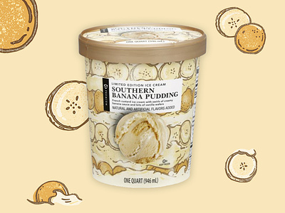 Publix banana pudding ice cream banana pudding food illustration illustration packaging