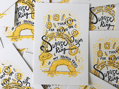 Sweet Nothings Postcard Series french fries graphic design hand lettering illustration onion rings postcard screenprint