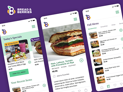 Bread and Berries Mobile App branding graphic design logo design product design ui user experience user interface ux visual design