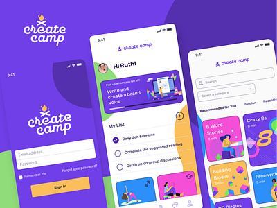 Create Camp - App UI app design branding graphic design logo ui user experience user interface ux