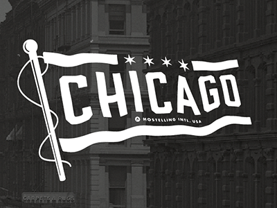 Chicago logo design chicago flag hostelling tshirt typography wave