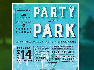Party in the Park Poster nonprofit typogaphy vintage