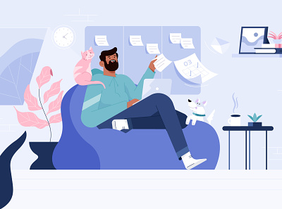 Remote Work, Geekbot. branding character characterdesign characters design dog dribbble illustration