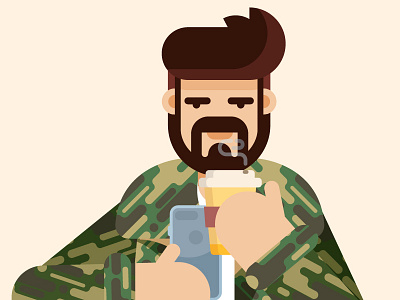 Café? camouflage cellular character coffee military